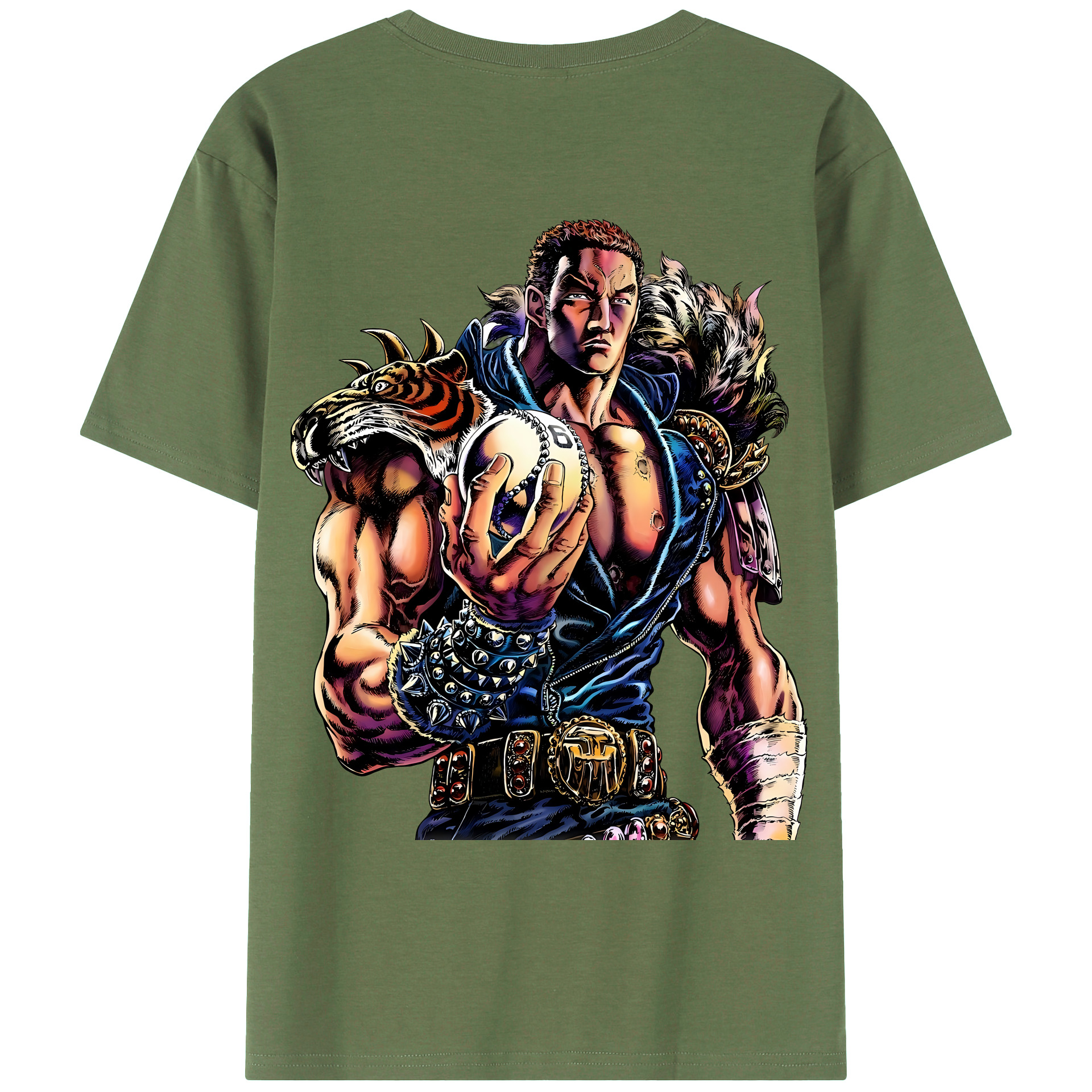 （画像用） 北斗の拳 Fist of the North Star 綿100％ メンズ半袖Tシャツ（バックプリント） 通気性